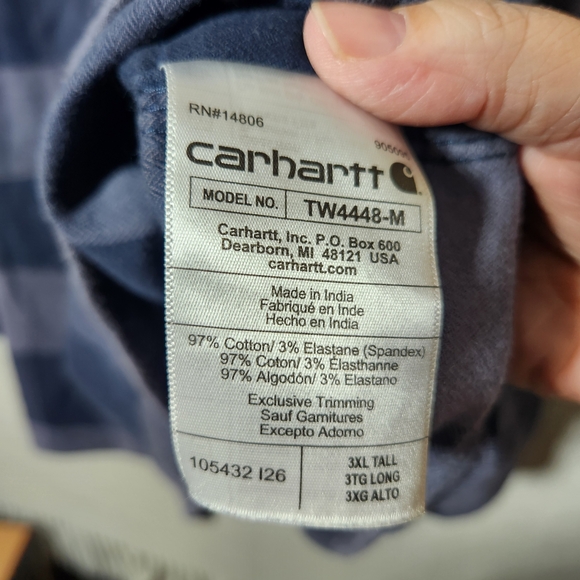 Carhartt Flannel Men's 3XLT Rugged Flex Blue Plaid Long Sleeve Shirt - Picture 5 of 9